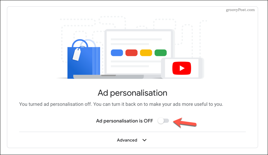 Deshabilitar anuncios personalizados en Youtube.