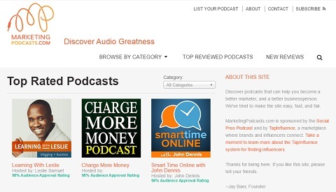 MarketingPodcasts.com es el primer y único motor de búsqueda de podcasts.