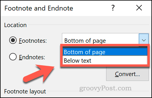 Establecer una posición personalizada para notas al pie en Word