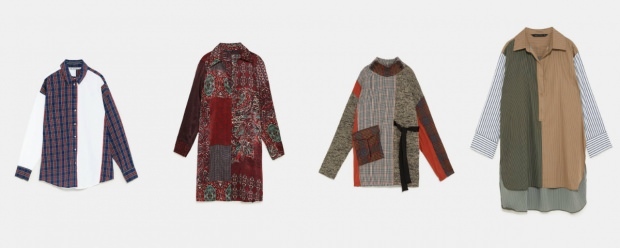 Detalle de patchwork en la moda de invierno de la temporada