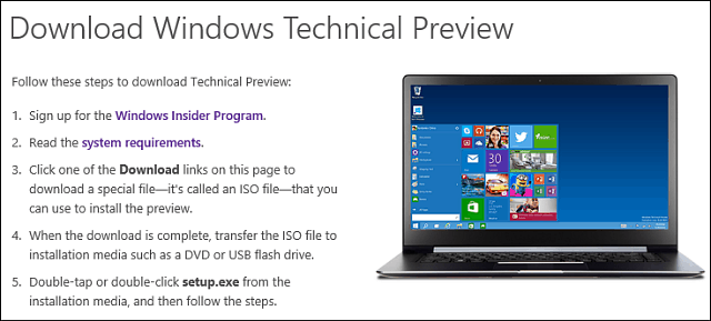 Descargar Windows 10 Technical Preview