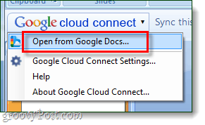 menú abierto de google cloud connect - a través de googledocs blogspot