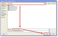 Cómo crear archivos PST con Outlook 2003 o Outlook 2007