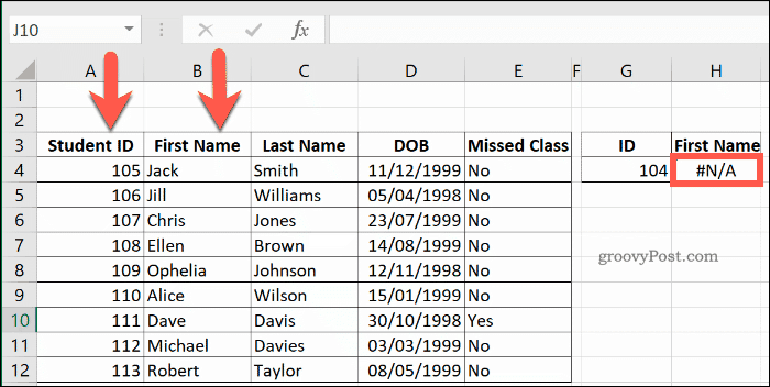BUSCARV devuelve un error de NA en Excel