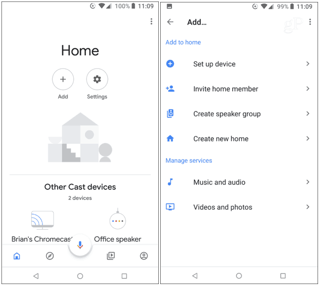Aplicación Google Home Agregar dispositivo