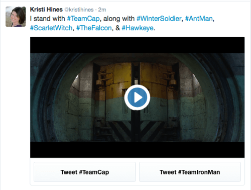 anuncio conversacional de twitter de Marvel