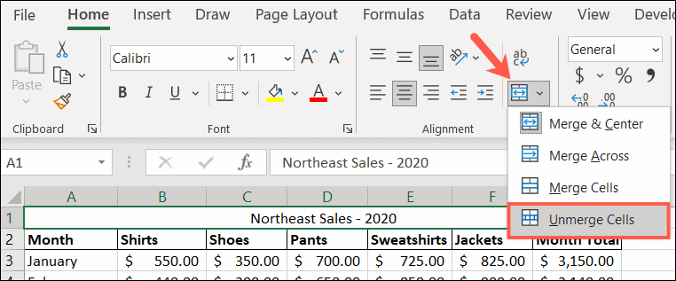 Separar celdas en Excel