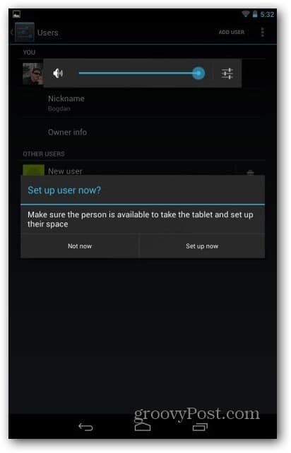 Cuentas de usuario de Nexus 7: configurar usuario ahora