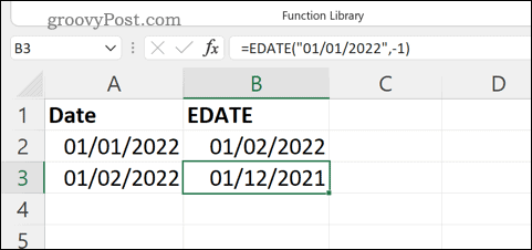 Un ejemplo de fórmula EDATE en Excel