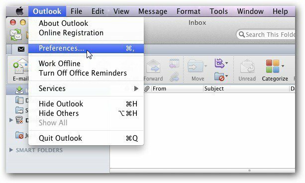 Preferencias de Outlook Mac