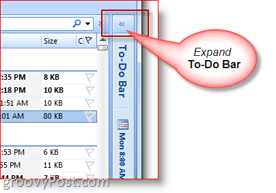 Barra Tareas pendientes de Outlook 2007 - Expandir