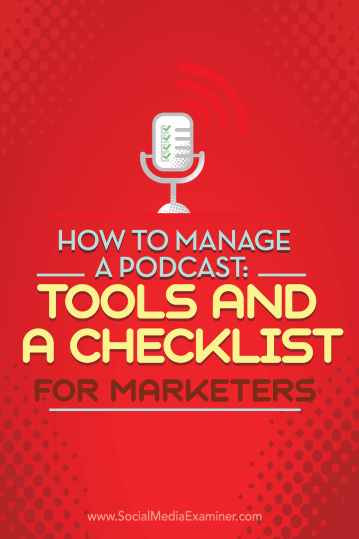 lista de verificación de podcasts y herramientas de gestión