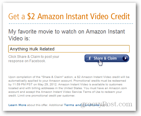 Crédito de video de Amazon por $ 2