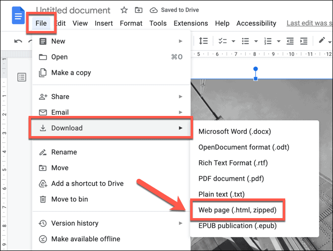 Descarga de imágenes de Google Docs