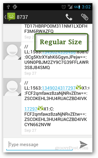 texto de tamaño normal de Android