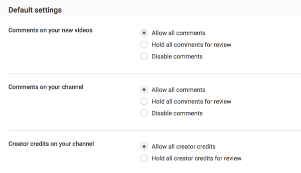Puede permitir todos los comentarios al enviarlos o elegir retenerlos para su revisión según sus preferencias de moderación de YouTube.