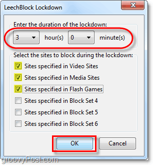 leechblock bloquea instantáneamente los sitios de pérdida de tiempo durante un período de tiempo específico