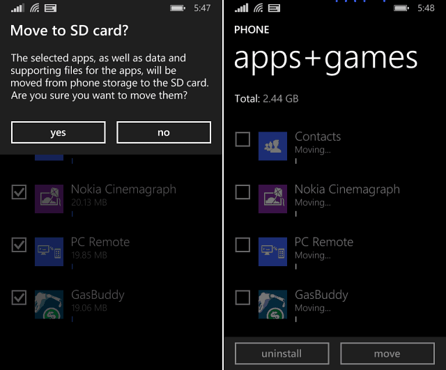 Consejo de Windows Phone 8.1: mueva aplicaciones y juegos a la tarjeta SD