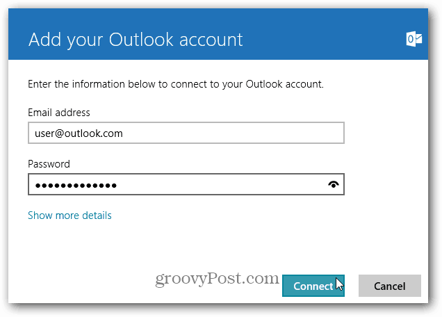 Agregue su dirección de Outlook.com al correo de Windows 8