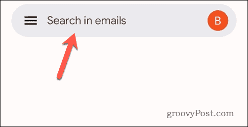 Toca la barra de búsqueda en Gmail móvil
