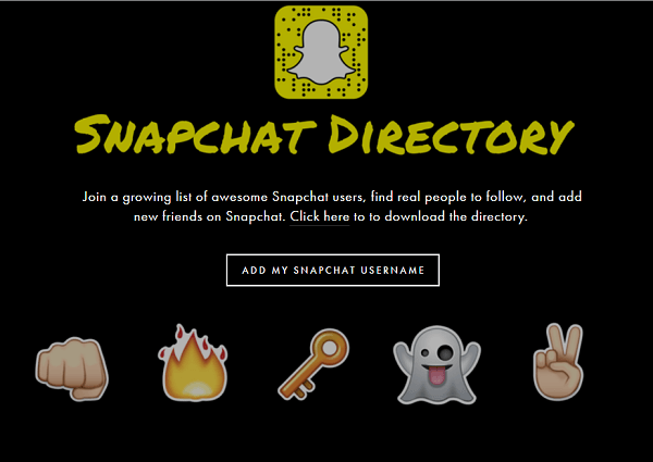 directorio de Snapchat