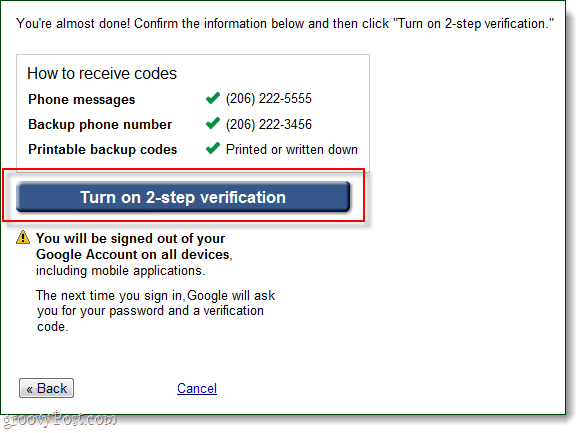 activar la verificación en dos pasos