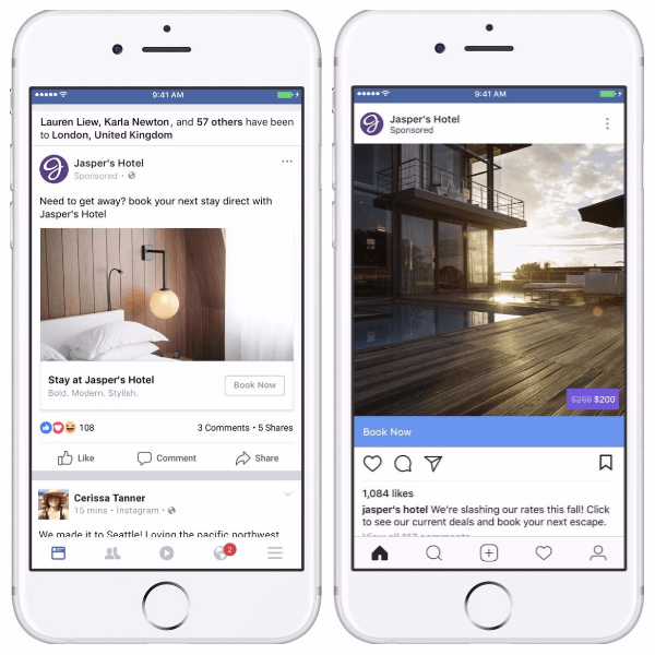 Facebook agrega contexto social y superposiciones a anuncios dinámicos para viajes.