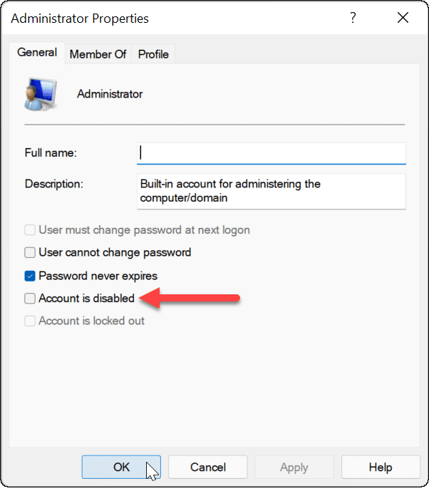habilitar cuenta de administrador en Windows 11