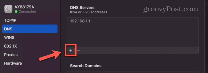 mac agregar servidor dns