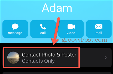 Foto y póster de contacto de iOS.