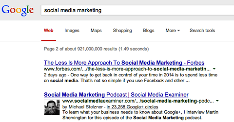 búsqueda de marketing en redes sociales en google +