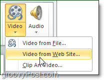 Opción de video del sitio web en PowerPoint 2010