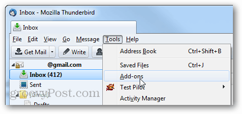 herramientas de thunderbird> complementos