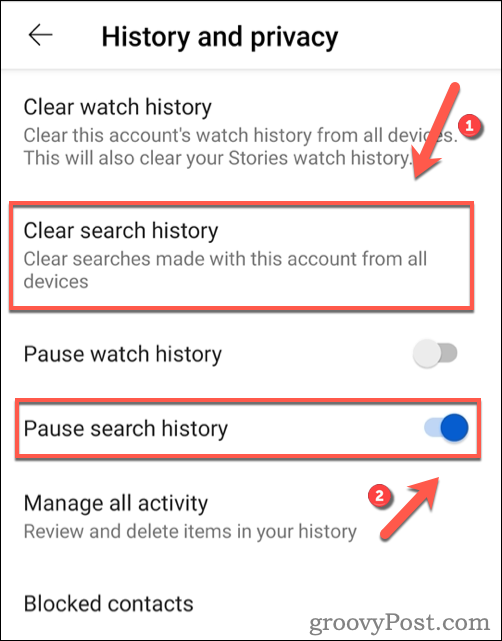 Borrar el historial de búsqueda de YouTube en Android