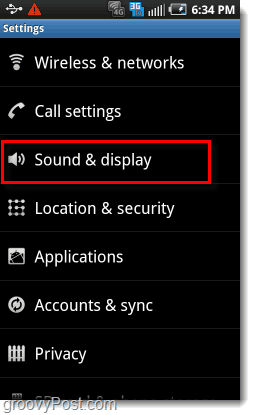 Configuración de sonido y pantalla de Android