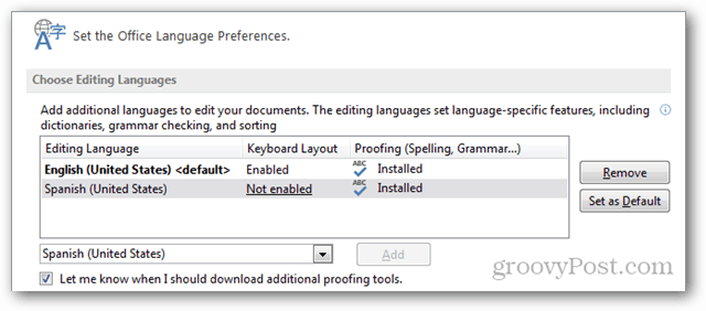 Cómo agregar idiomas adicionales a Office 2013