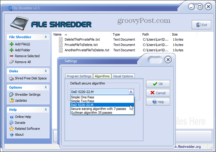 Herramienta de eliminación segura de File Shredder para Windows