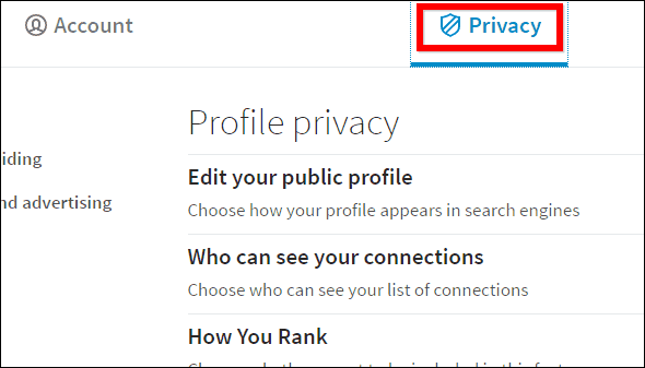 Ficha de privacidad de Linkedin