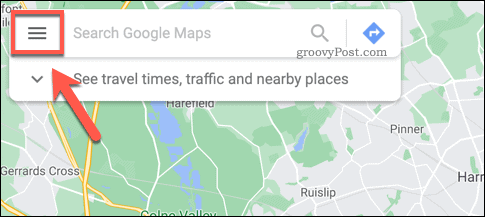 Icono de menú de hamburguesas de Google Maps
