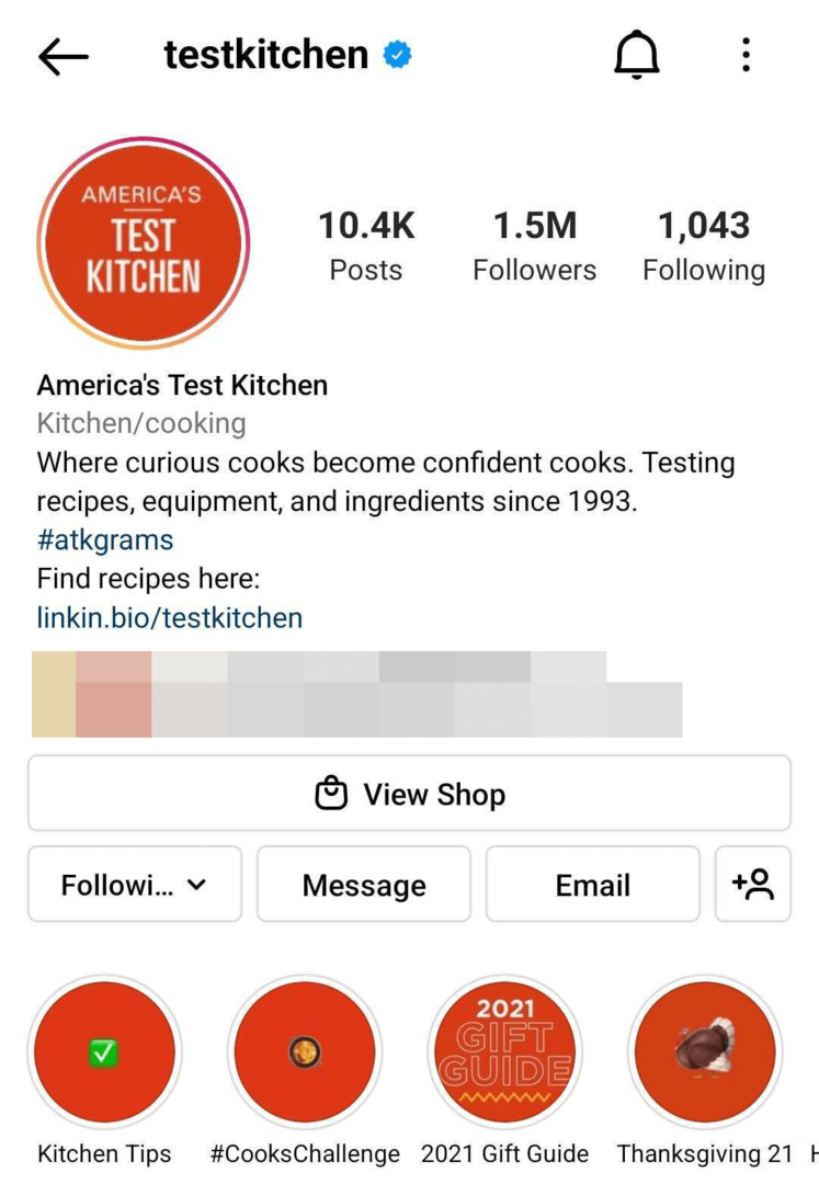 imagen del perfil empresarial de Instagram optimizado para la búsqueda