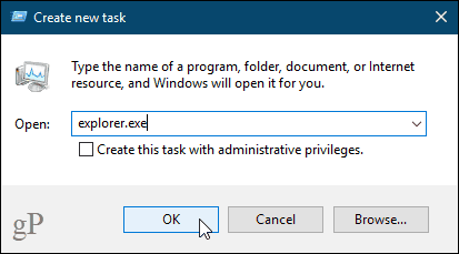 Crear un nuevo cuadro de diálogo de tareas en el Administrador de tareas de Windows 10
