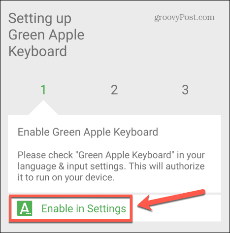 habilitar el teclado de manzana verde en la configuración