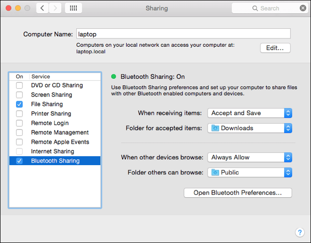 Compartir Bluetooth en la Mac