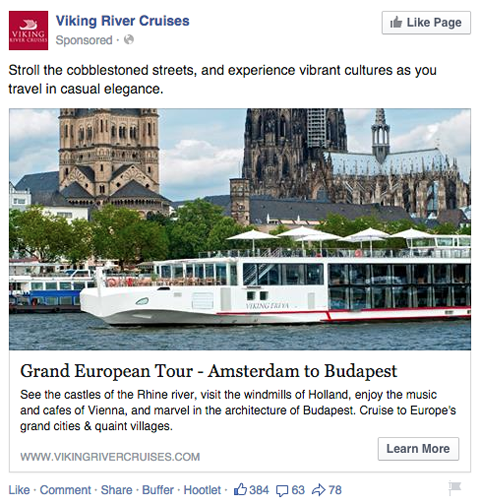 Cruceros por el río vikingo Facebook News Feed Ad