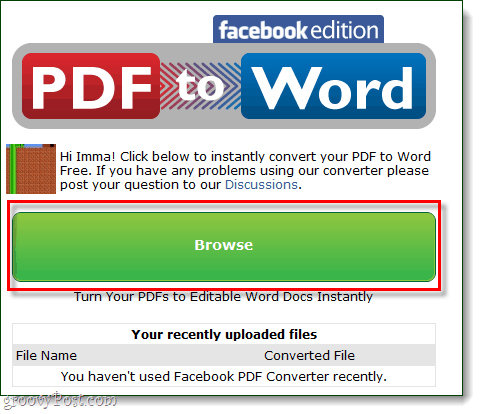 Navegación de PDF a Word en Facebook