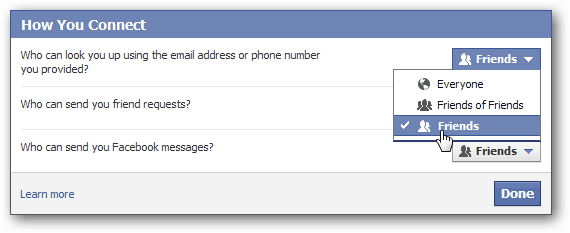 configuración de contacto extraño en facebook