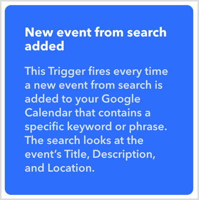 IFTTT Nuevo evento de búsqueda agregado