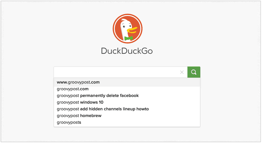 Sitio web de DuckDuckGo