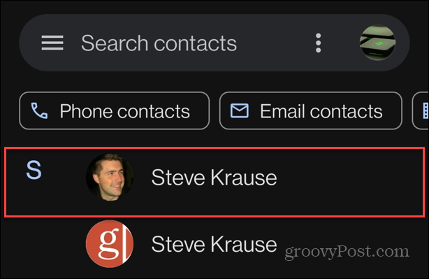 elegir contacto contactos de google