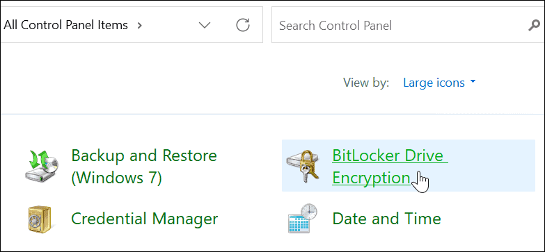Panel de control de seguridad de BitLocker